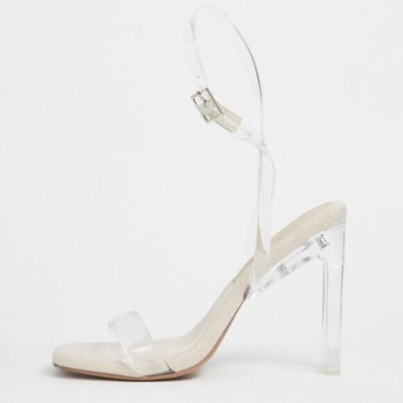 ASOS DESIGN Norton Nude Clear Barely There Heeled Sandals Size 6 USA b37 - Picture 5 of 10